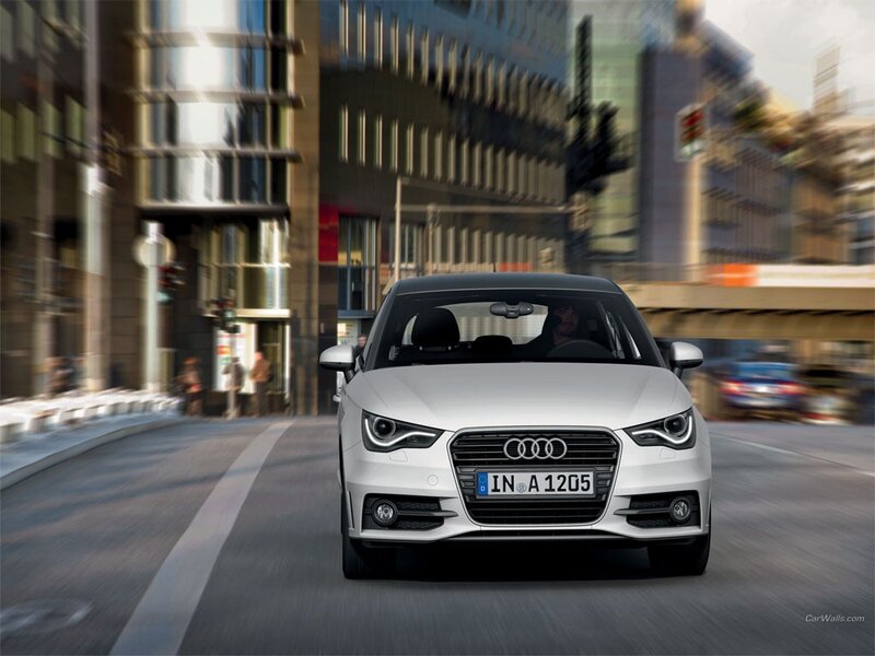 White Audi A1 Car — Dynamic, Afternoon, Photograph, City Street