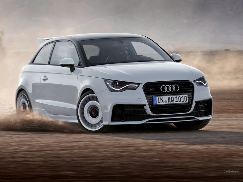 White Audi A1 driving on dirt