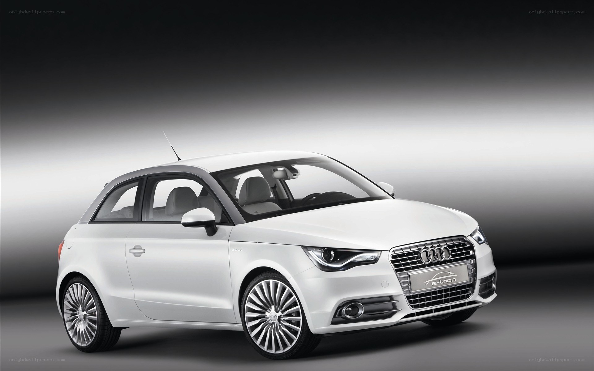 White Audi A1 e-tron car