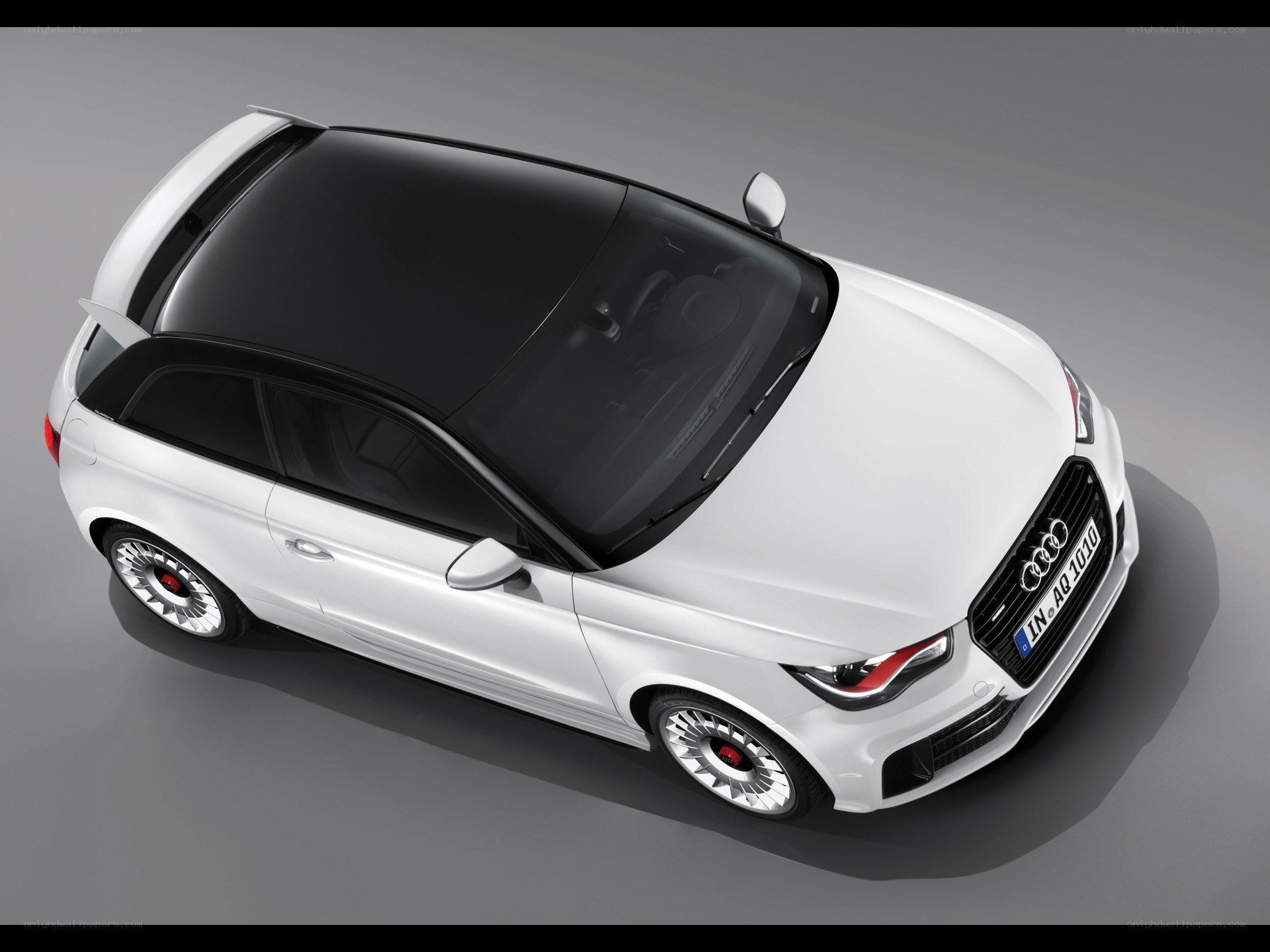 White Audi A1 from above