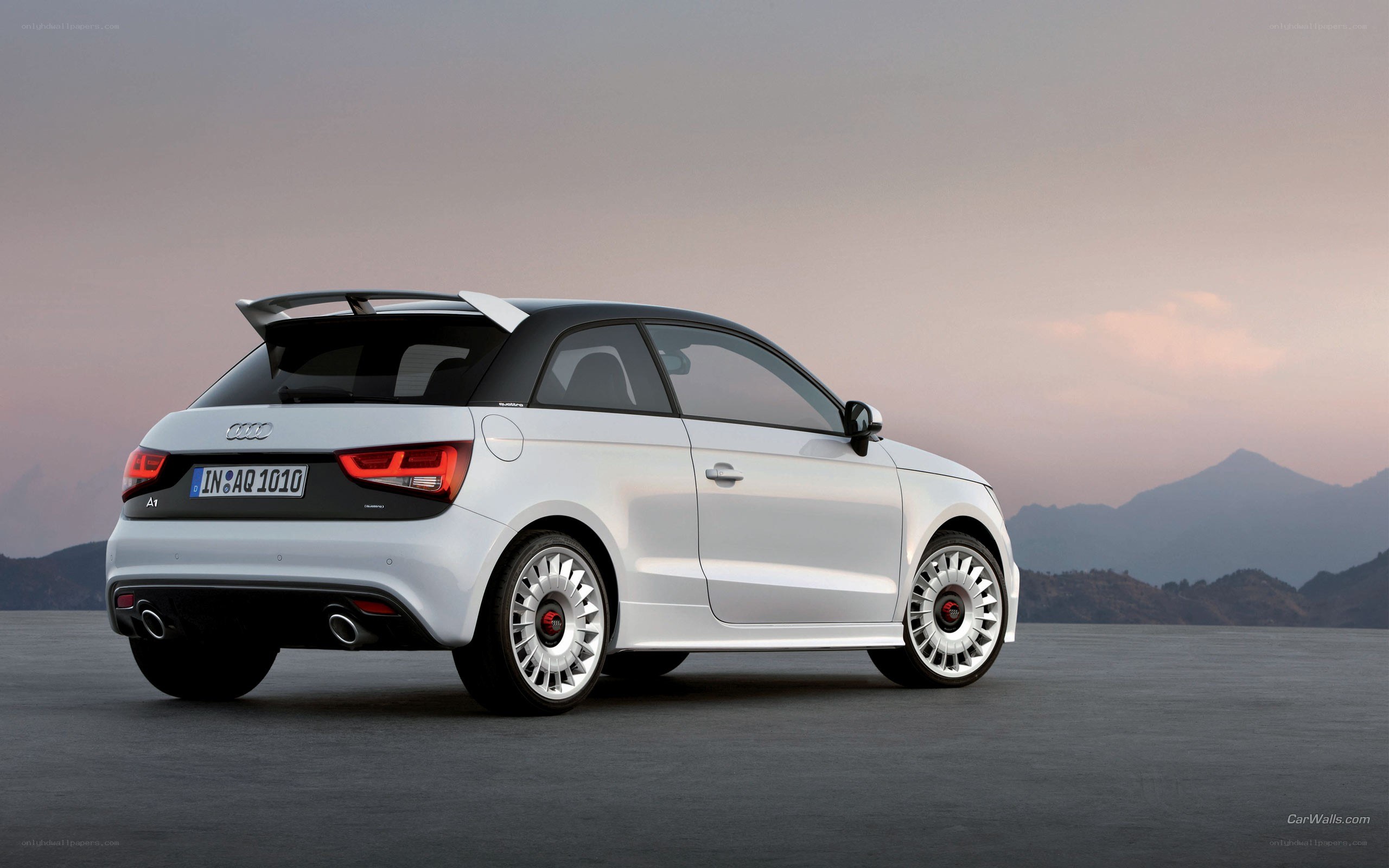 White Audi A1 in scenic setting