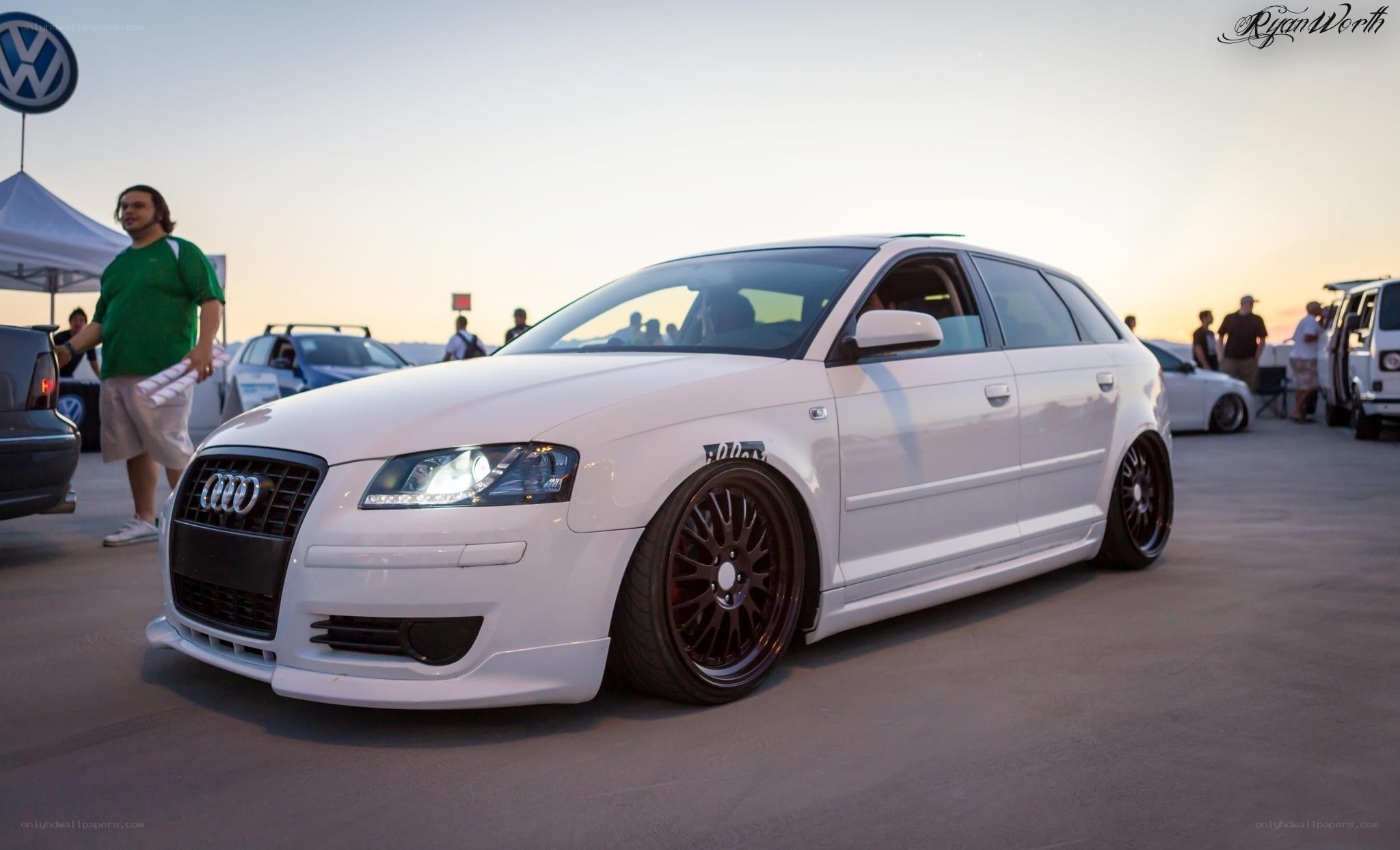 white audi a3 at car show