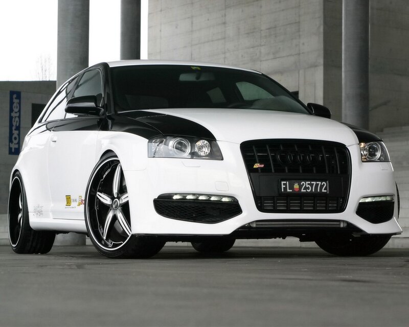 white audi a3 with custom wheels