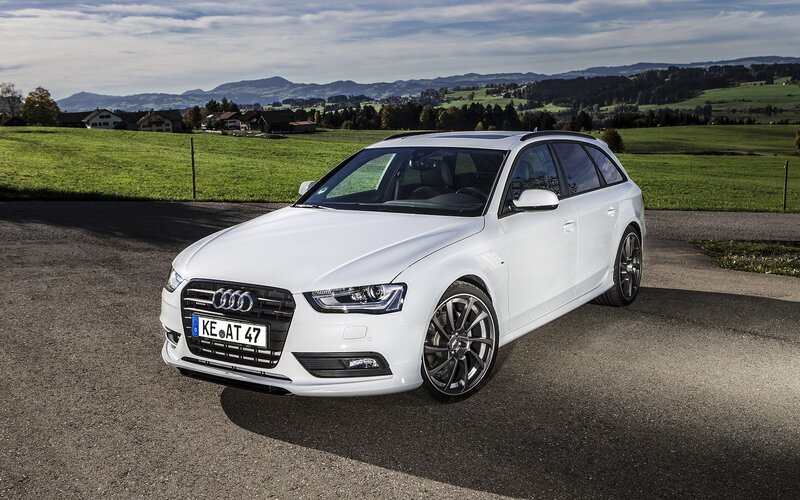 White Audi A4 Avant in countryside