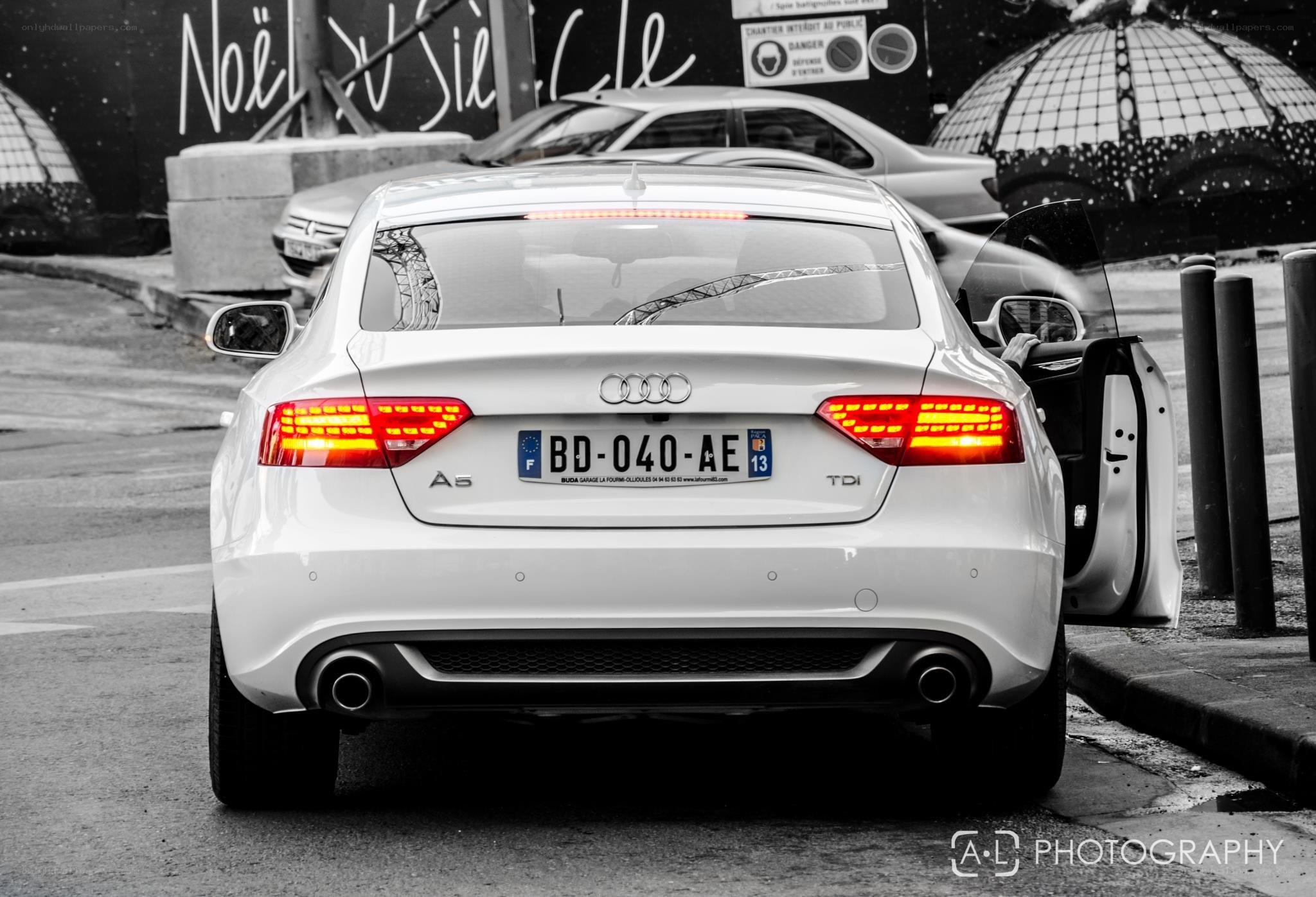 white audi a5 on street