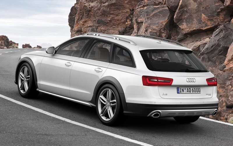 White Audi A6 Allroad on road