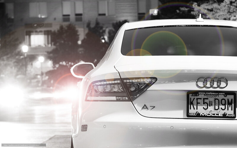White Audi A7 at night