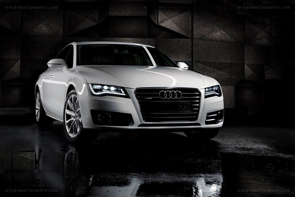 White Audi A7 in dark setting