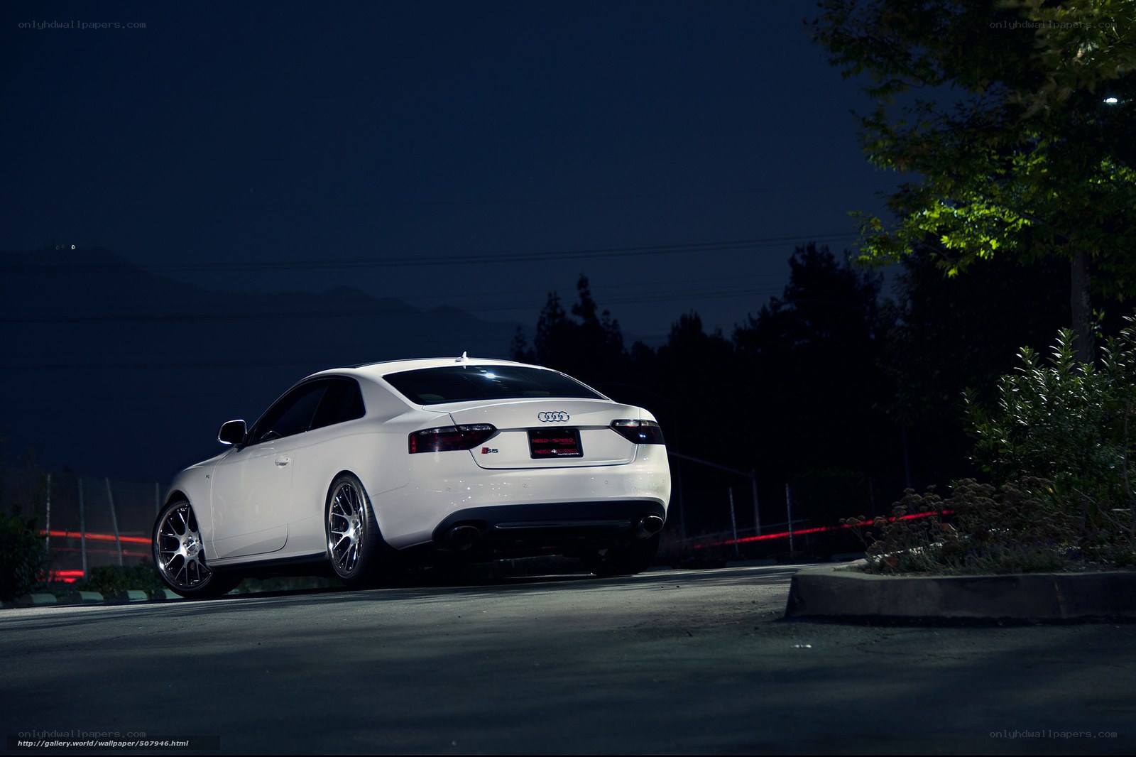 white audi at night