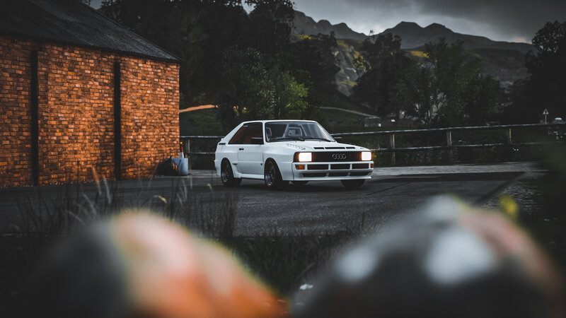 White Audi Car — Dramatic, Night