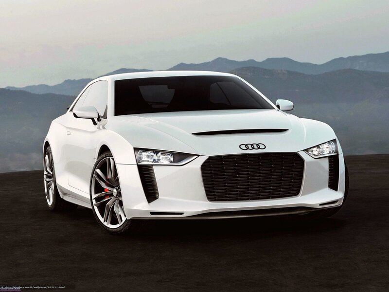 White Audi Concept Car — Dramatic, Photograph, Mountains, Road