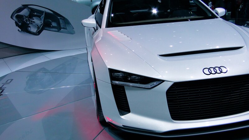 White Audi concept car on display