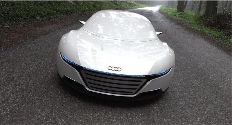 White Audi concept car on road