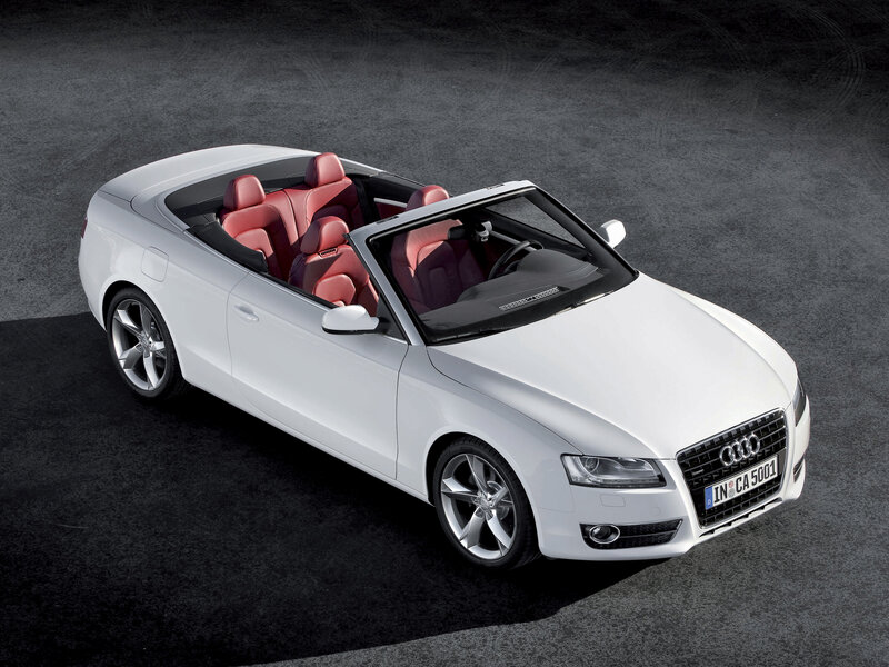 White Audi Convertible — Dramatic, Photograph, Red Seats