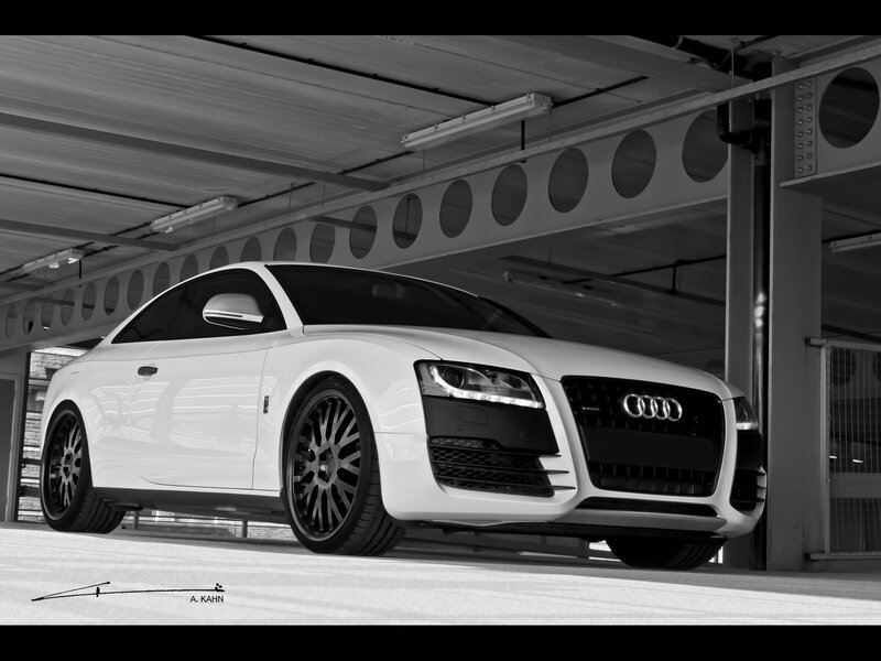 White Audi Coupe — Black, Dramatic