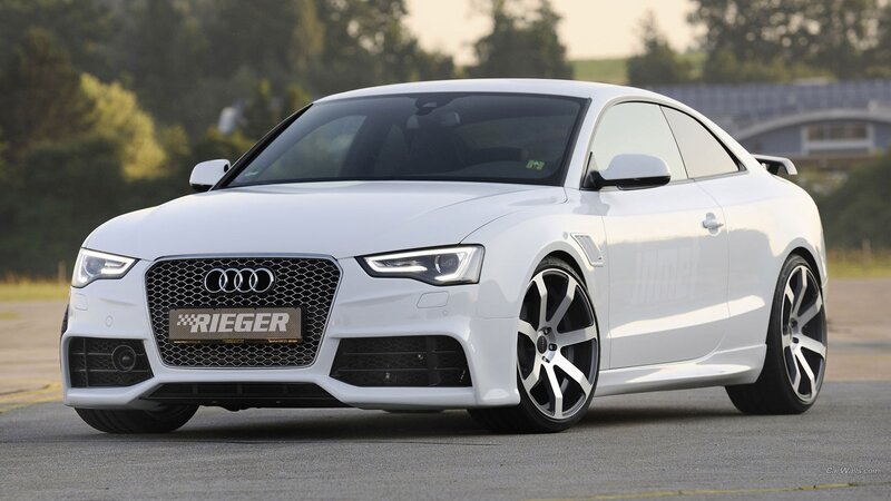 White Audi Coupe — Calm, Sunset