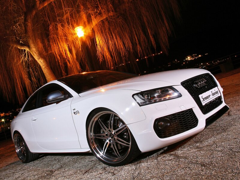 White Audi Coupe — Dramatic, Night