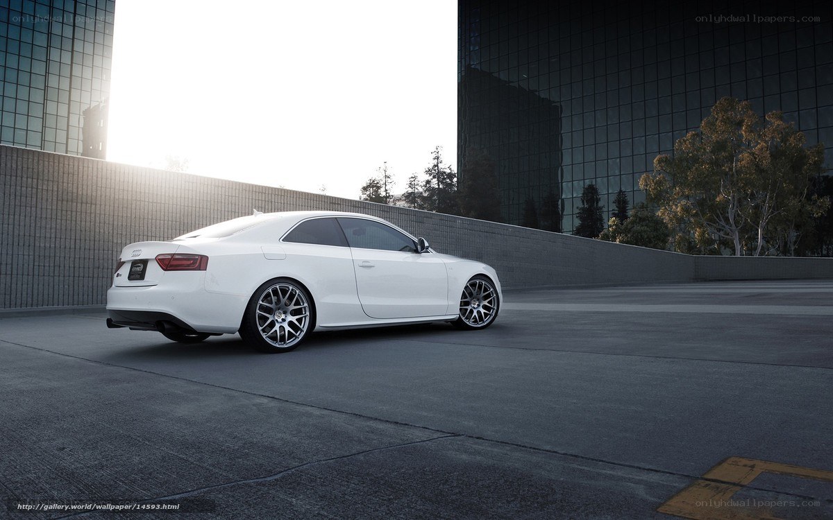 white audi coupe in urban setting