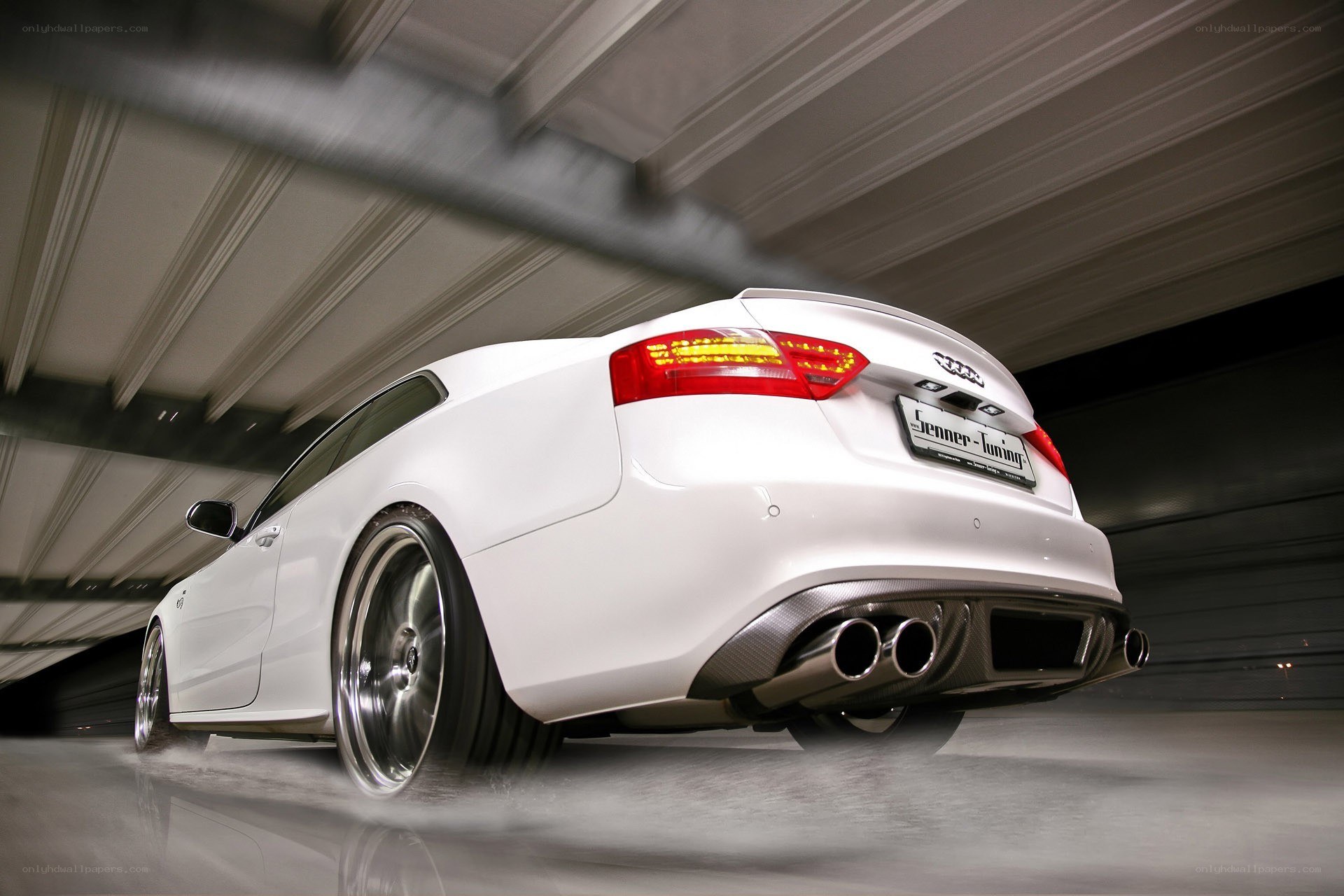 white audi coupe rear view