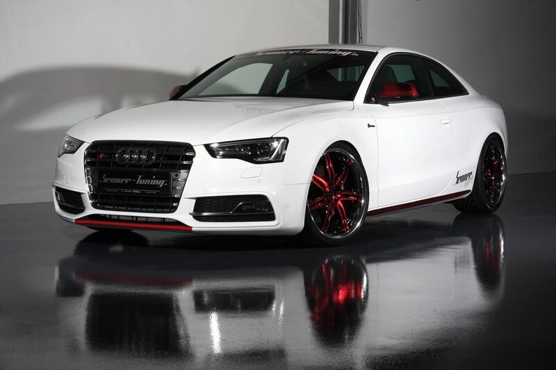white audi coupe with red accents