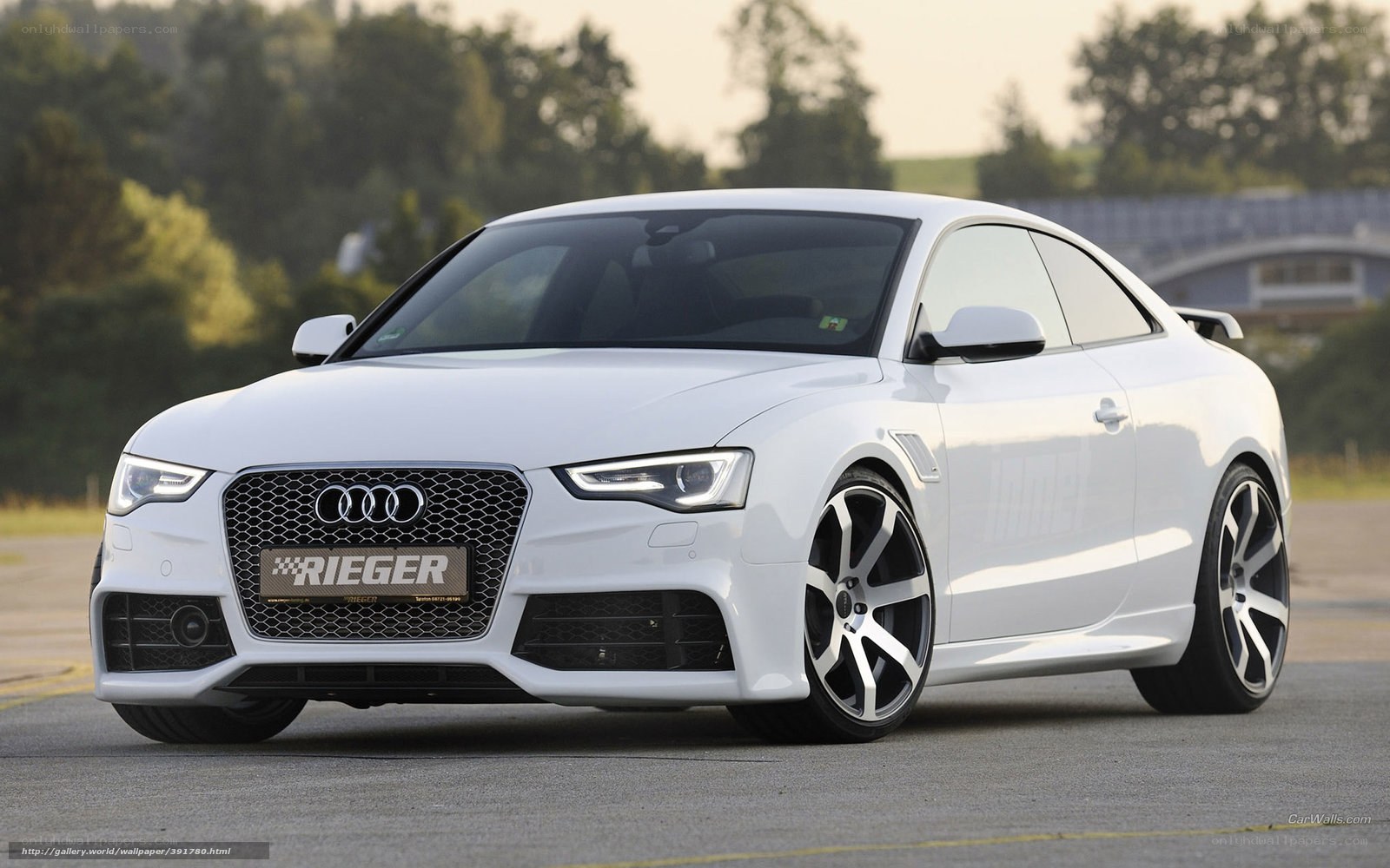 white audi coupe with rieger grille
