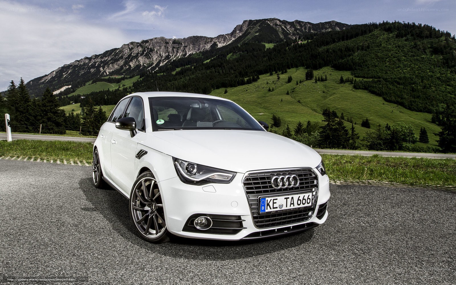 White Audi on mountain road