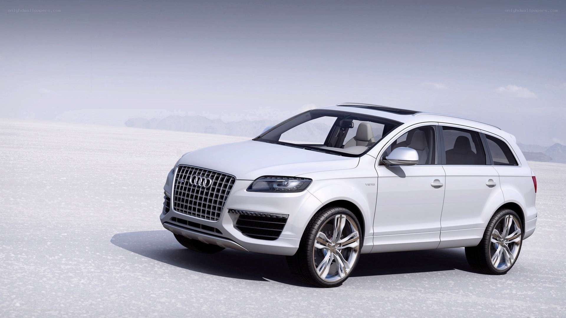 White Audi Q7 in desert