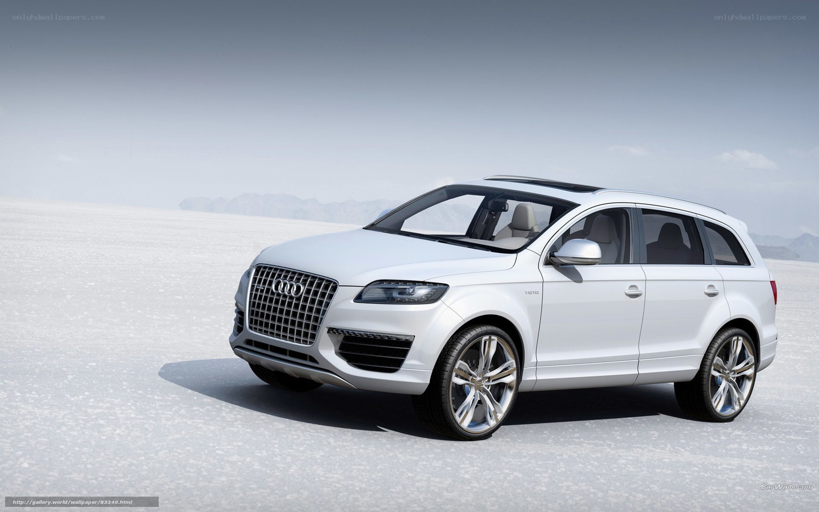 White Audi Q7 in desert