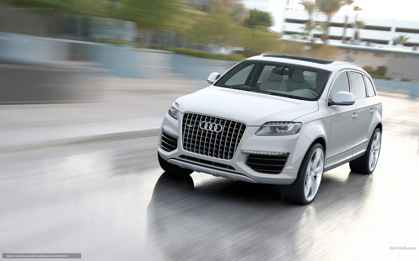 White Audi Q7 in motion