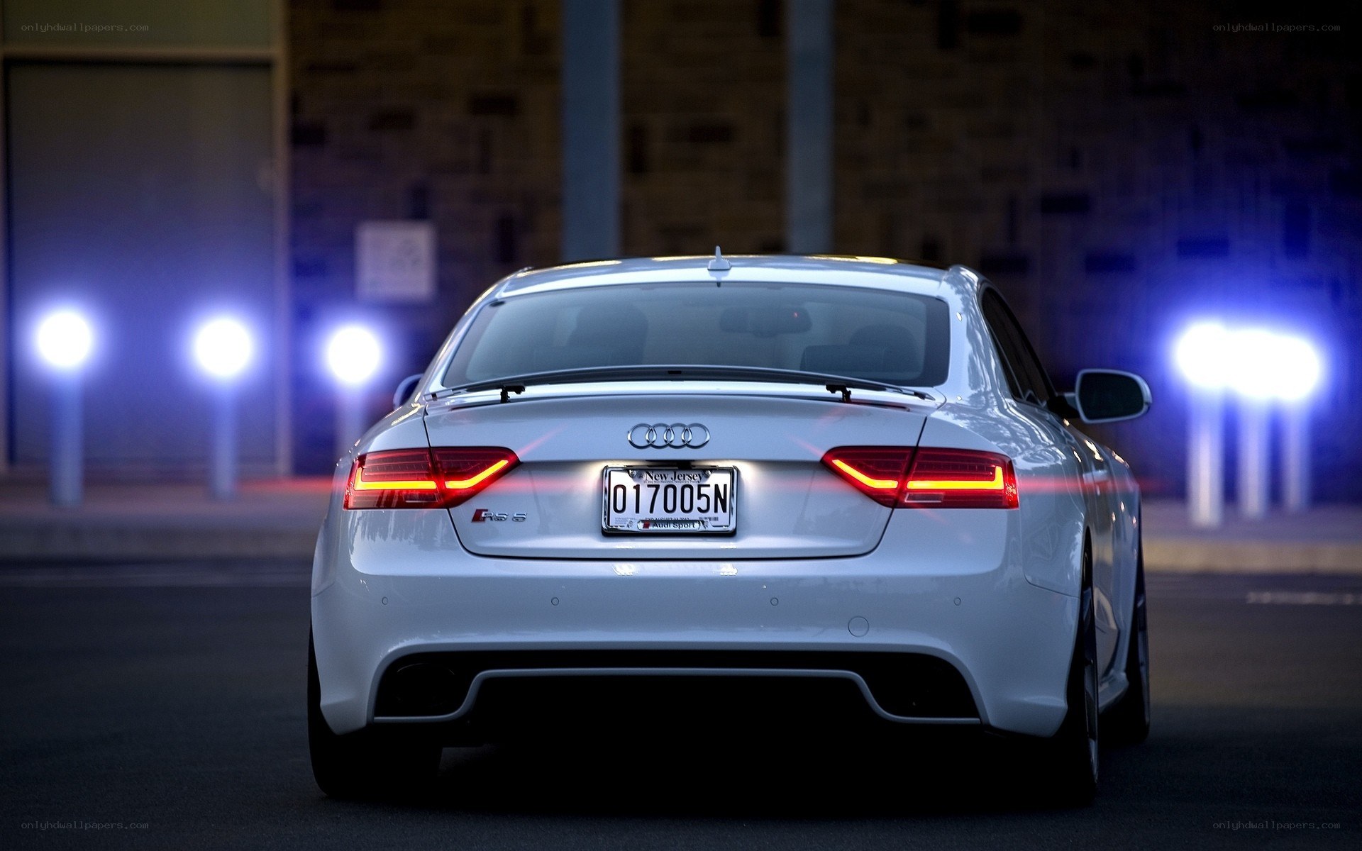 white audi r8 at night