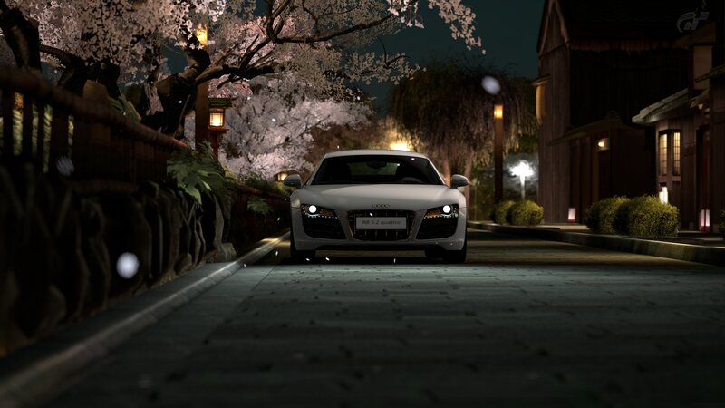White Audi R8 Car — Serene, Night, 3d Render