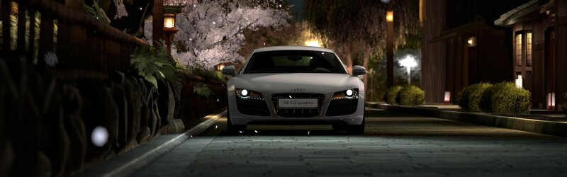 White Audi R8 Car — Serene, Night