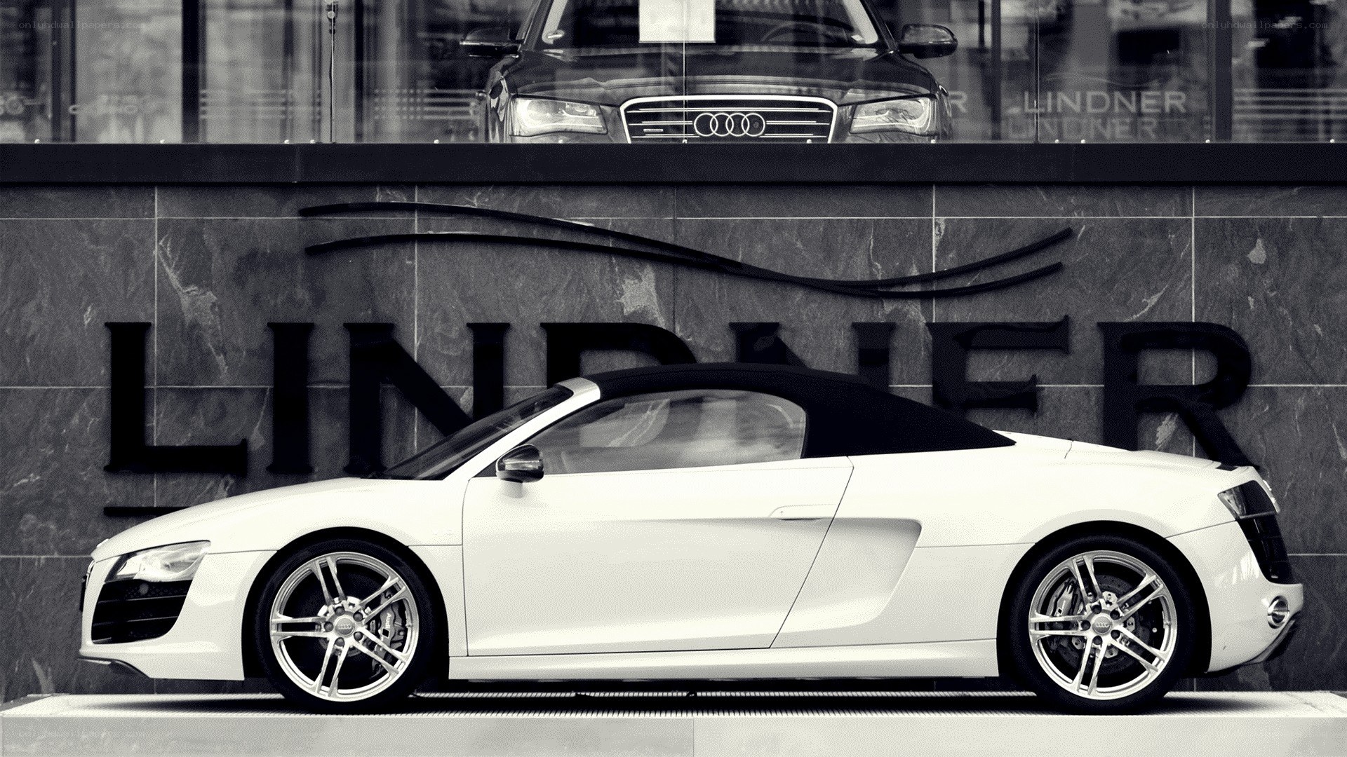 White Audi R8 convertible