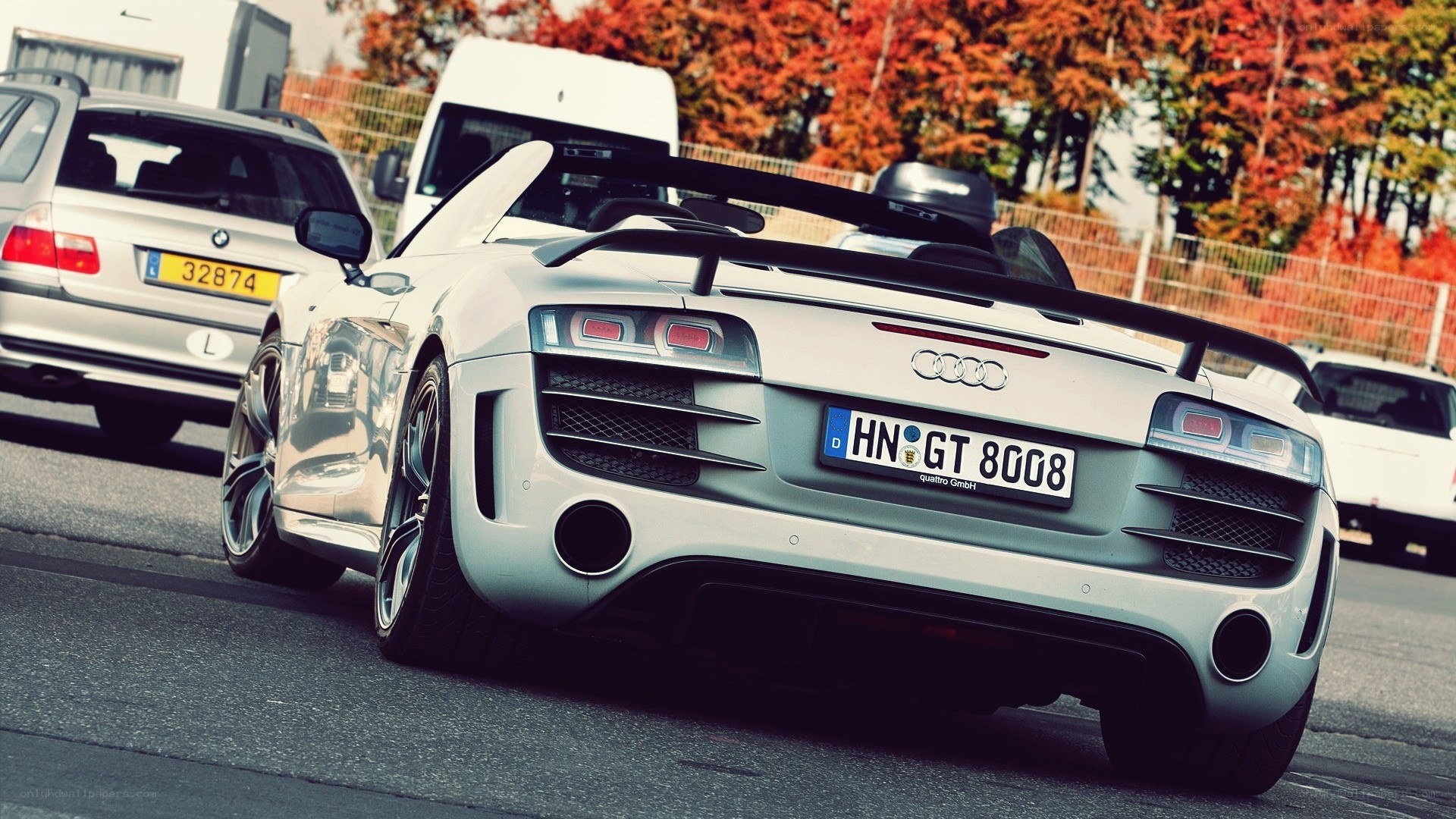 White Audi R8 convertible