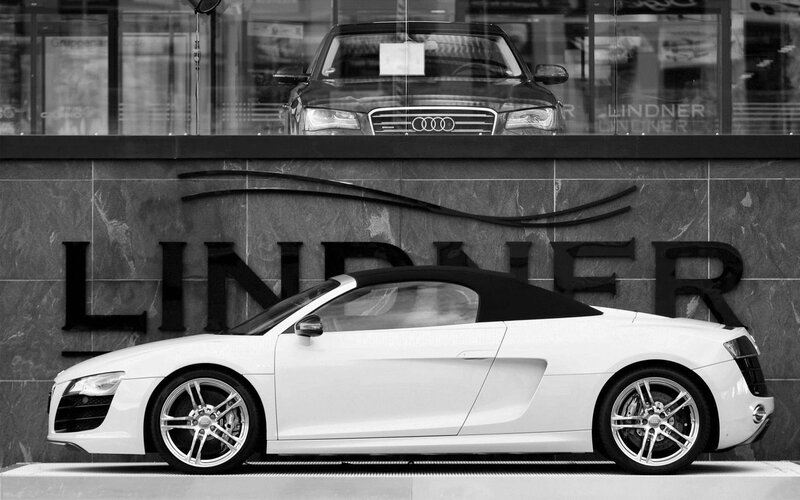 White Audi R8 Convertible — Black