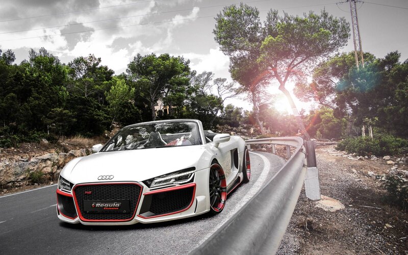 White Audi R8 Convertible — Dramatic, Afternoon