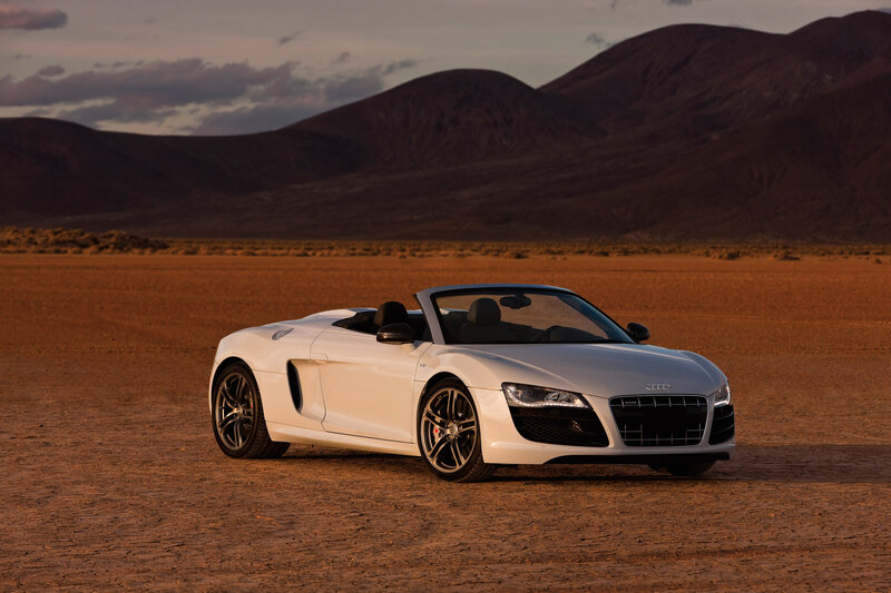 White Audi R8 Convertible — Dramatic