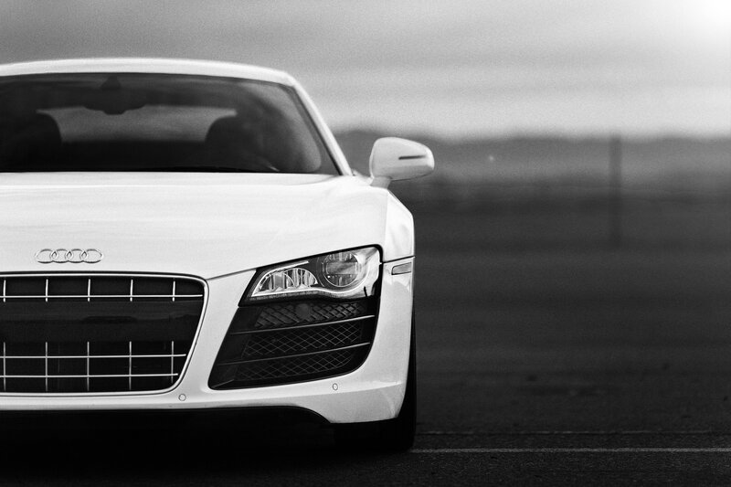 white audi r8 front view