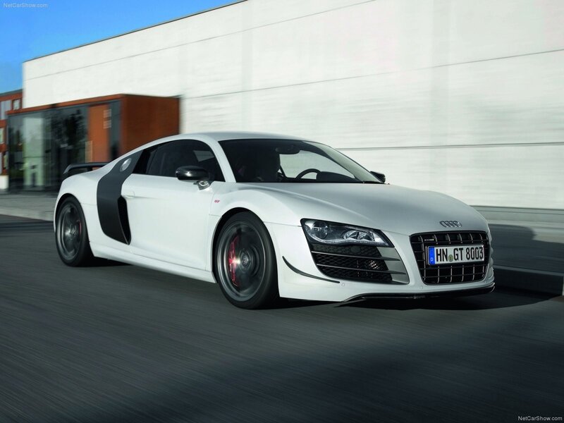 White Audi R8 GT in motion