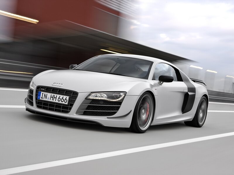 White Audi R8 GT in motion