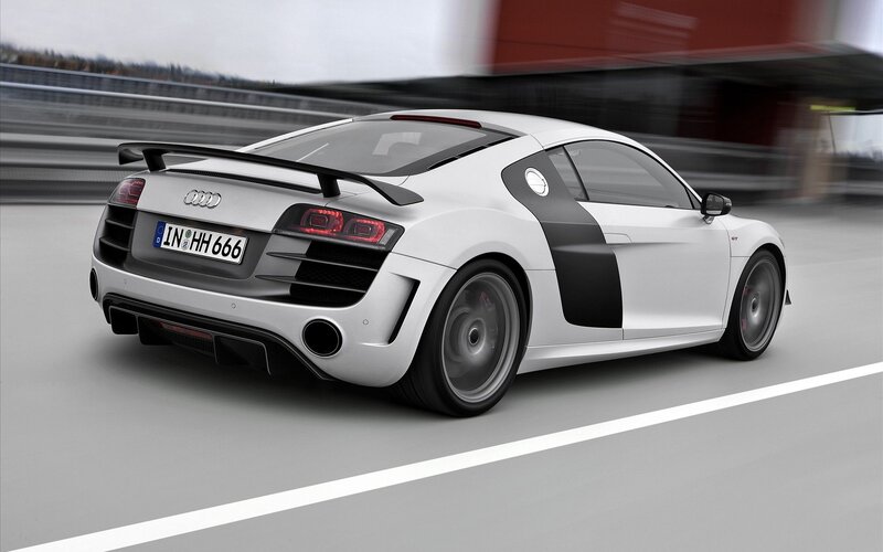 White Audi R8 GT on a racetrack