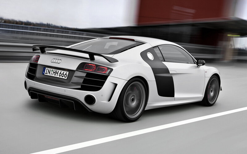White Audi R8 GT on a racetrack