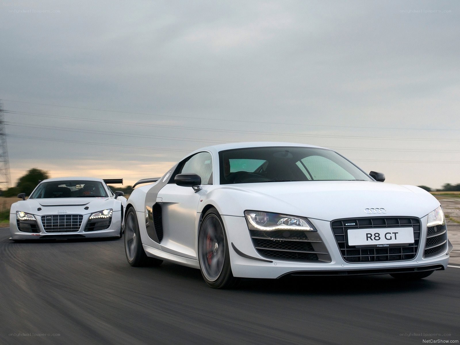 White Audi R8 GT on track