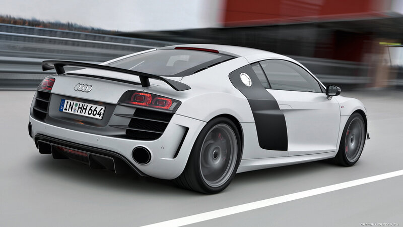 white audi r8 gt on track
