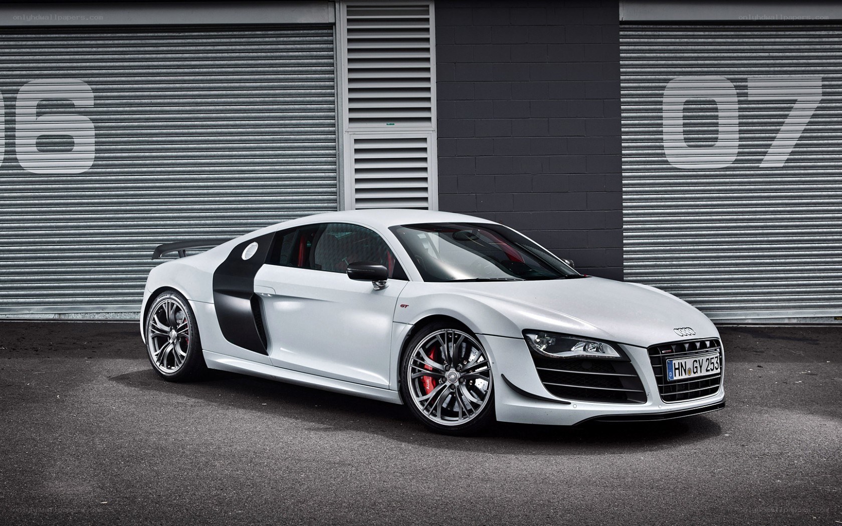 White Audi R8 GT sports car
