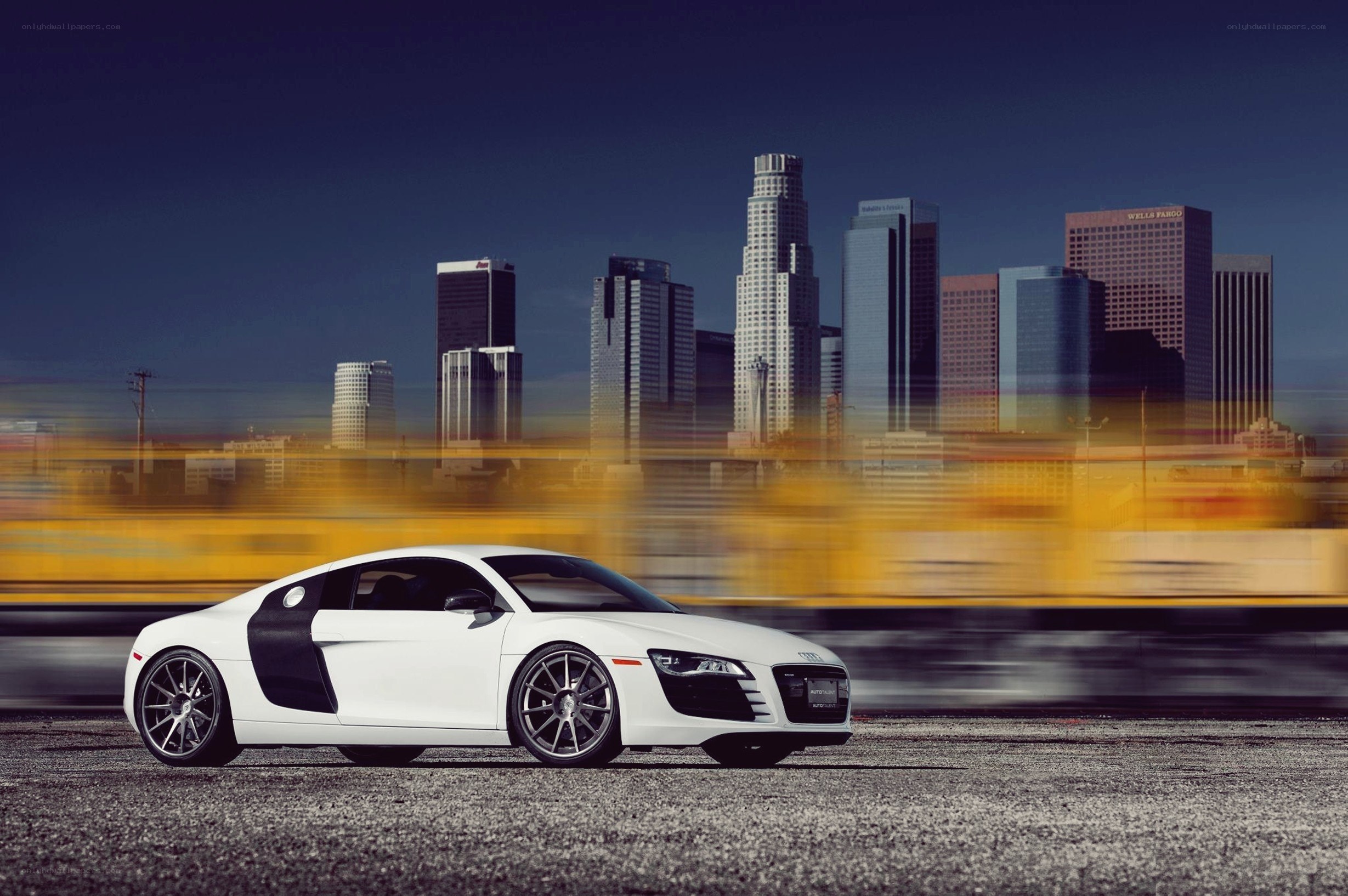 White Audi R8 in city