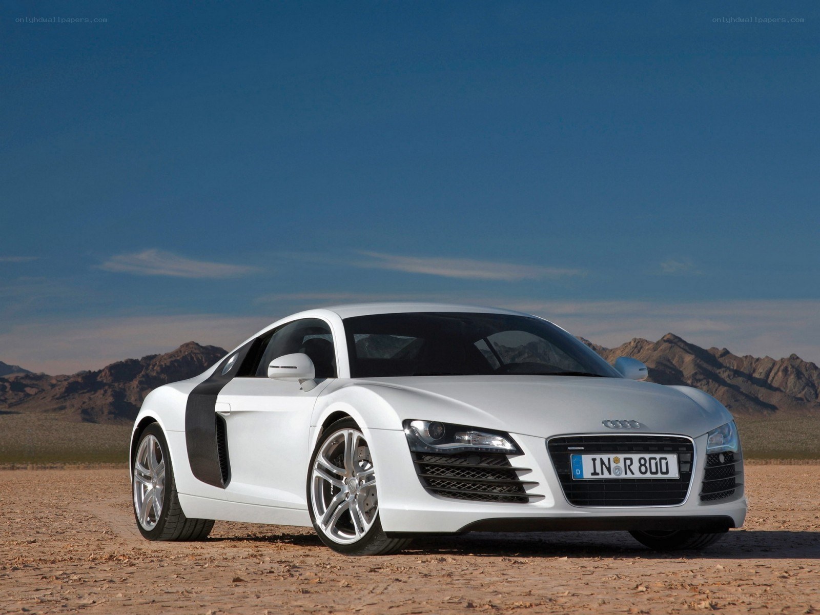 White Audi R8 in desert
