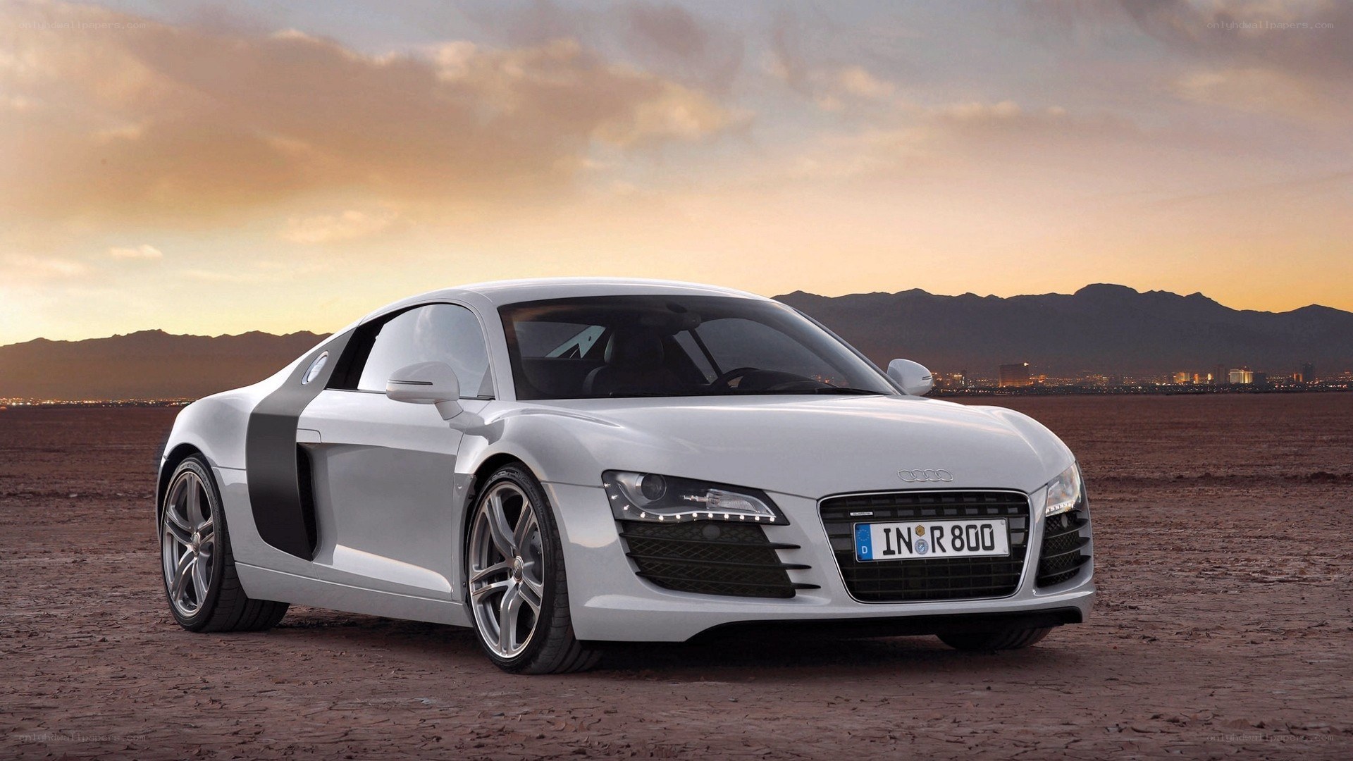 White Audi R8 in desert