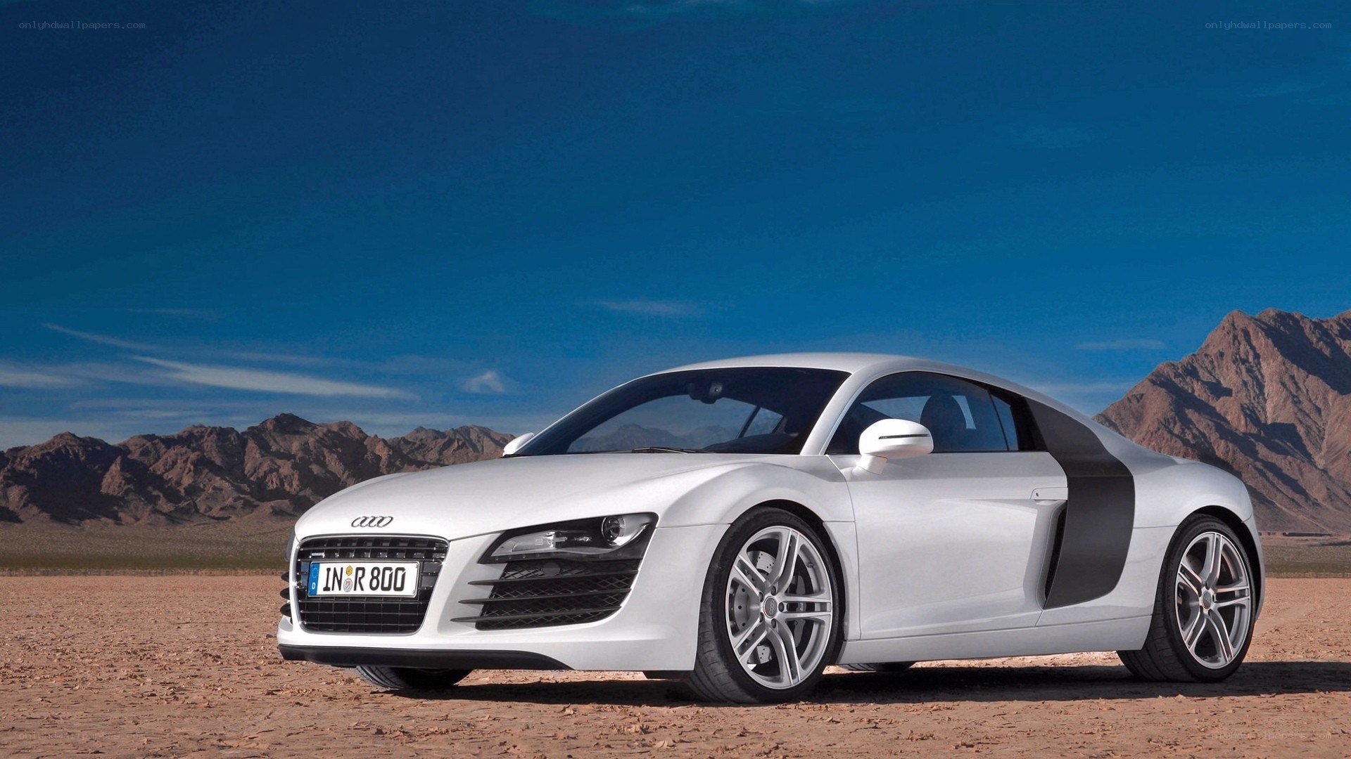 White Audi R8 in desert