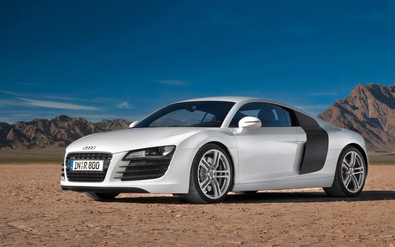 White Audi R8 in desert